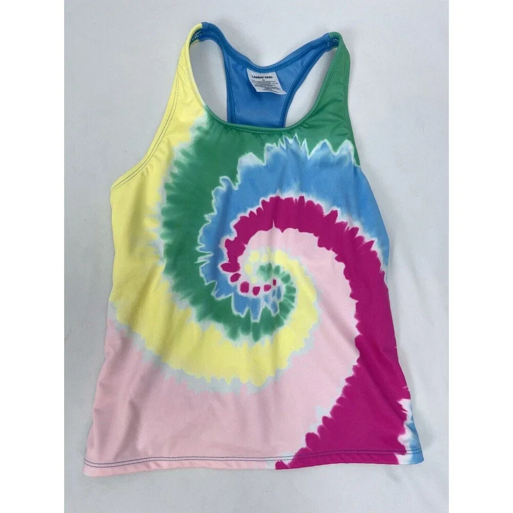 Lands’ End Girl 12 Swirl Wave Swim‎ Top Racerback Tankini